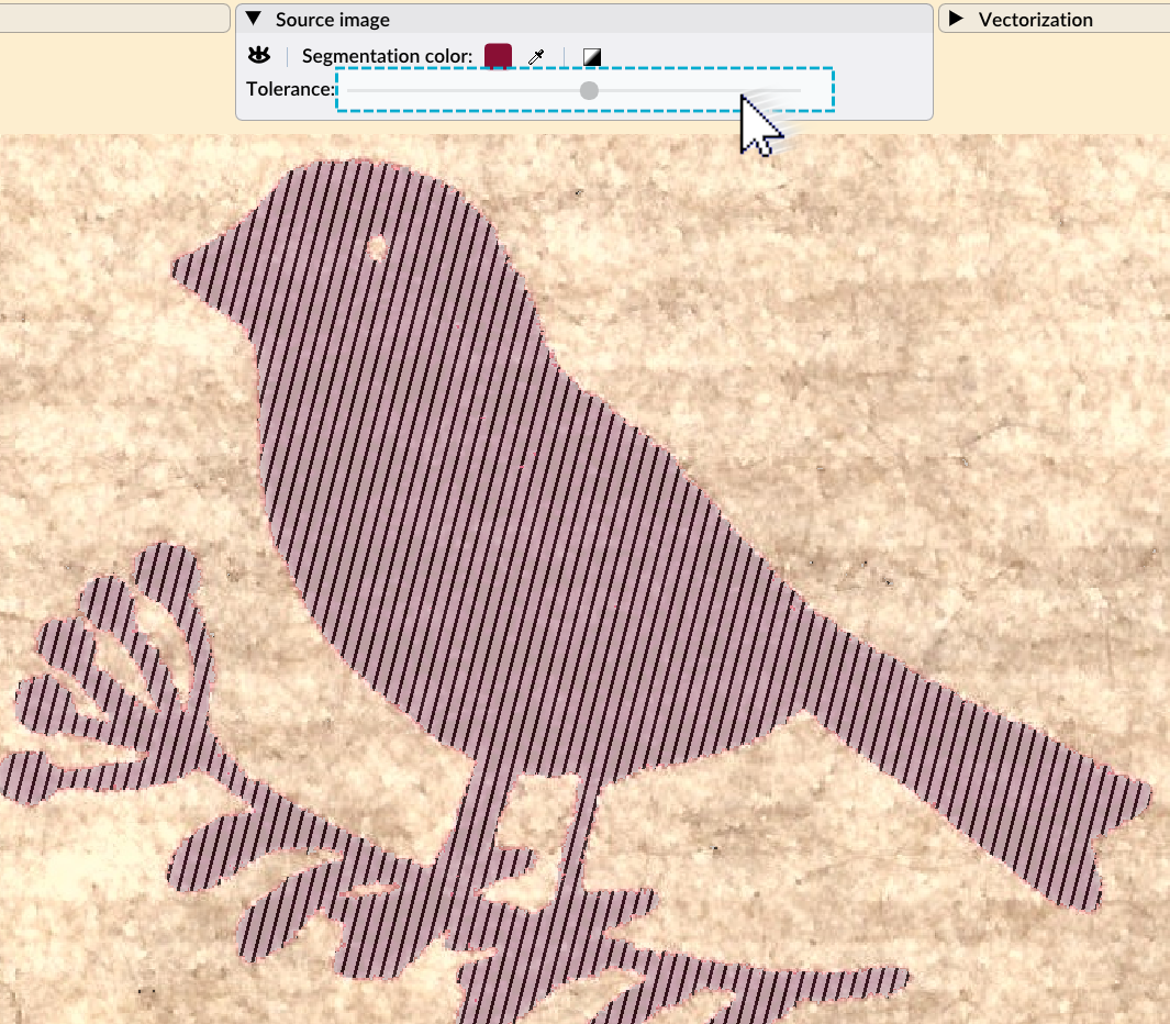 Hover the mouse on the tolerance slider to highlight the color selection